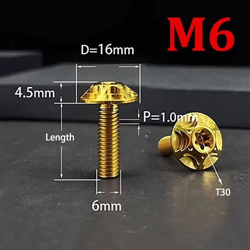 Titanium Alloy M5/M6 Hex-Lobe Decorative Bolts | Multi-Color