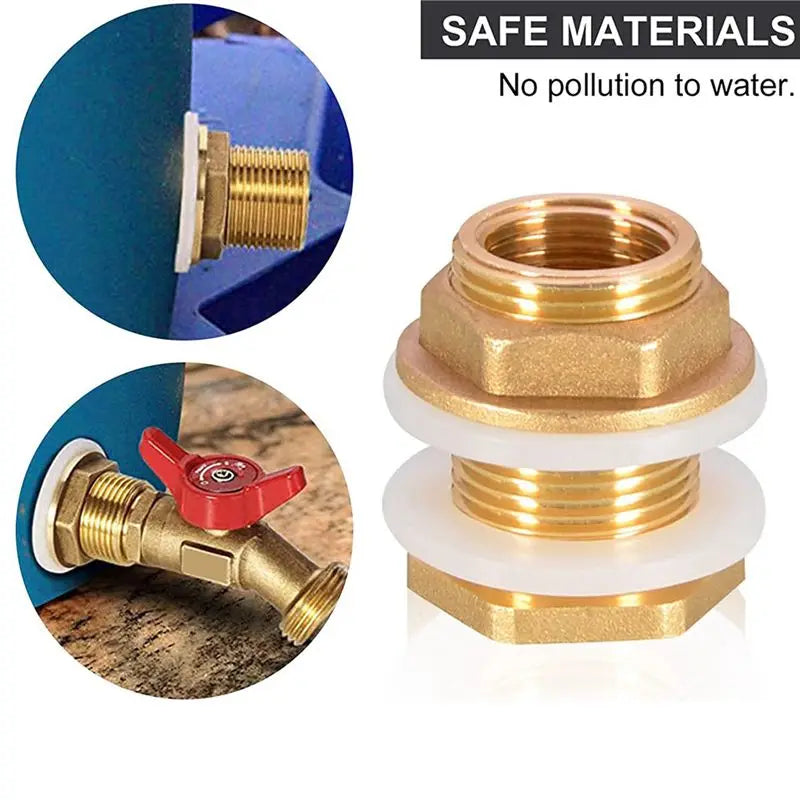 6-Set Solid Brass Bulkhead Fitting 1/2" Female x 3/4" Male