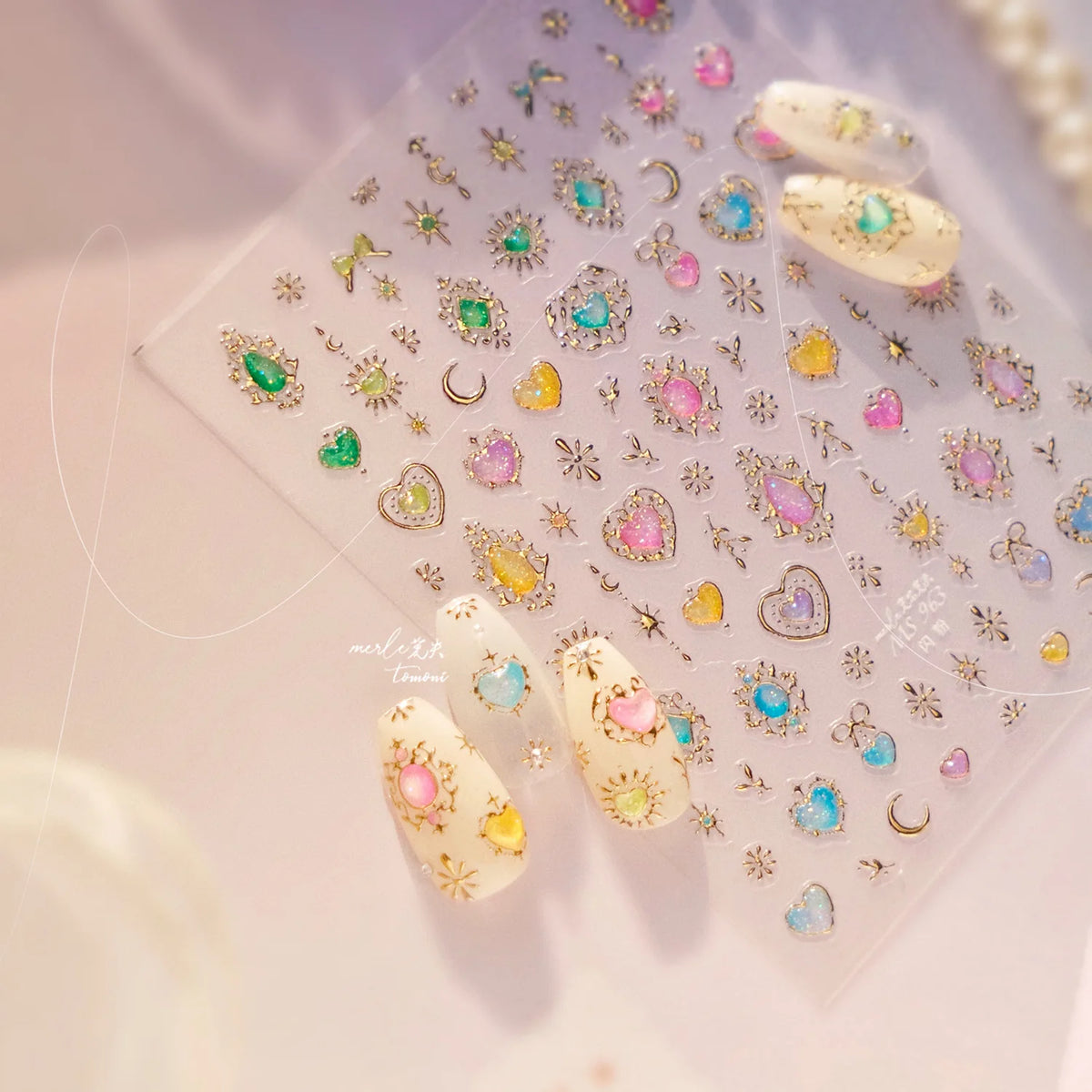 Gemstone Jewelry Nail Stickers – Gold Silver Foil Nail Art