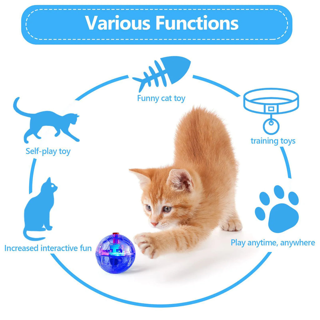 3-Pack LED Motion Activated Light Up Cat Balls | Interactive Pet Toy