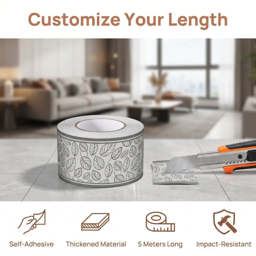 5M Self-Adhesive PVC Skirting Board Wall Strip – 8 Colors
