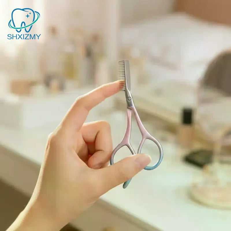 Stainless Steel Eyebrow Scissors with Comb – Precision Trimmer