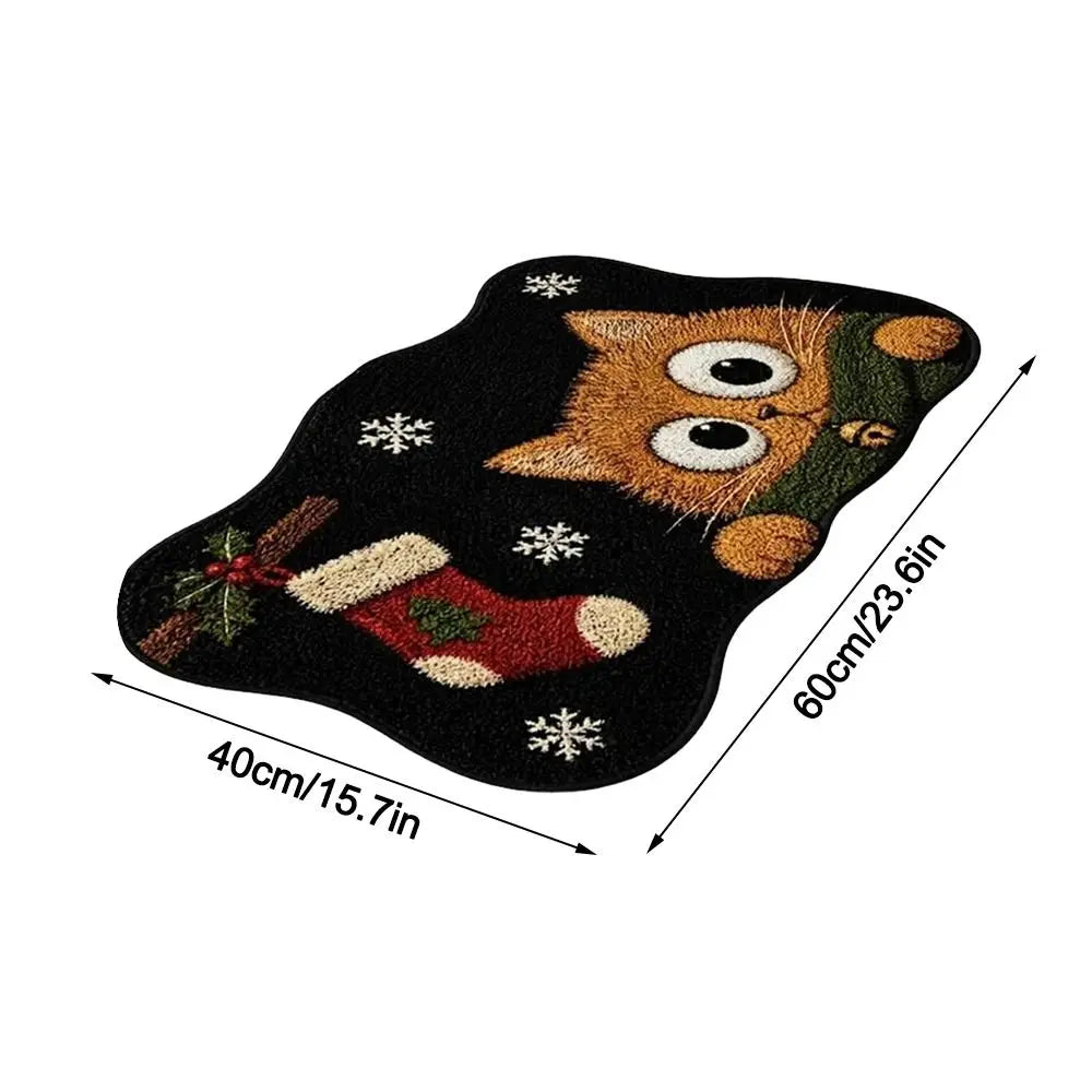 Funny Cat Non-Slip Area Rug – Cartoon Flat Carpet Home Decor
