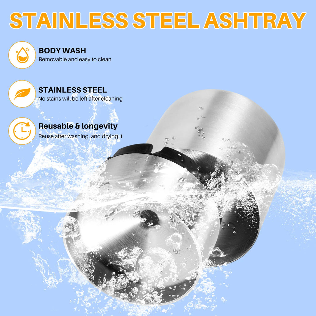 Stainless Steel Car Ashtray with Lid – Smokeless Windproof