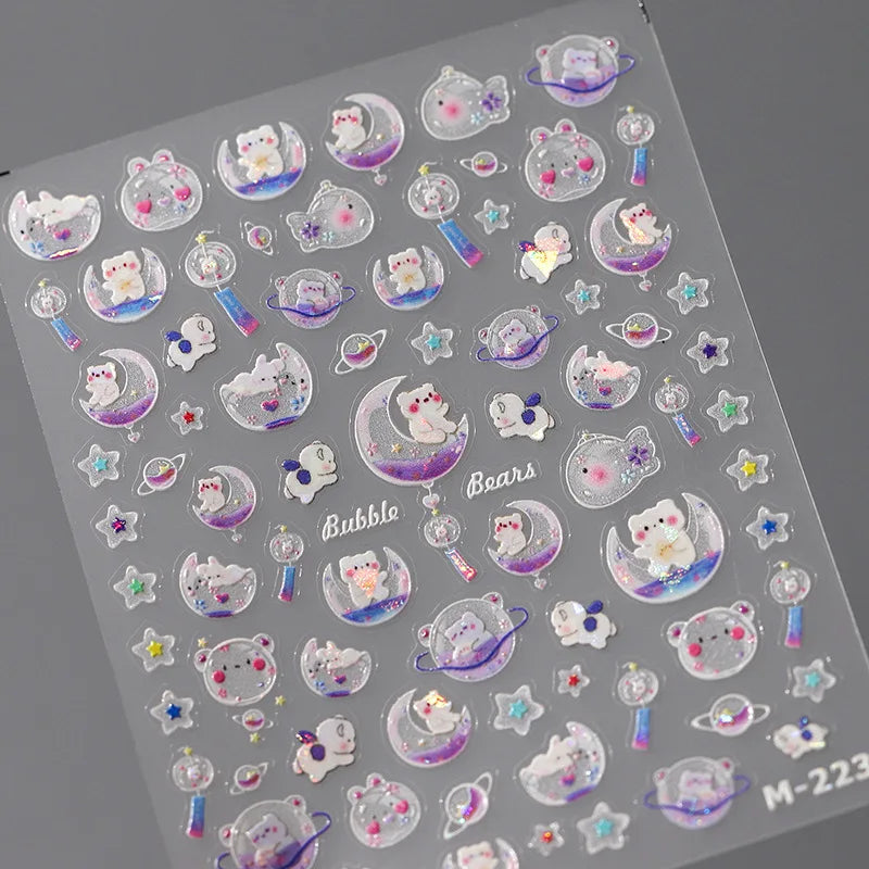 5D Embossed Turtle Nail Stickers – Frosted 3D DIY Decals