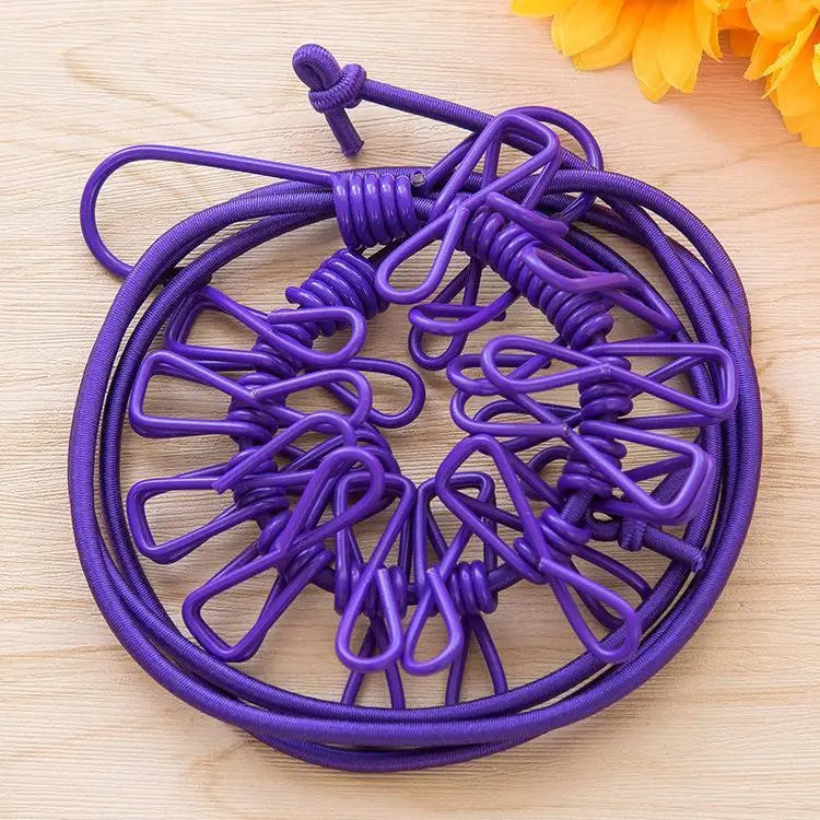 Portable Elastic Clothesline 12 Clips – Travel & Camping
