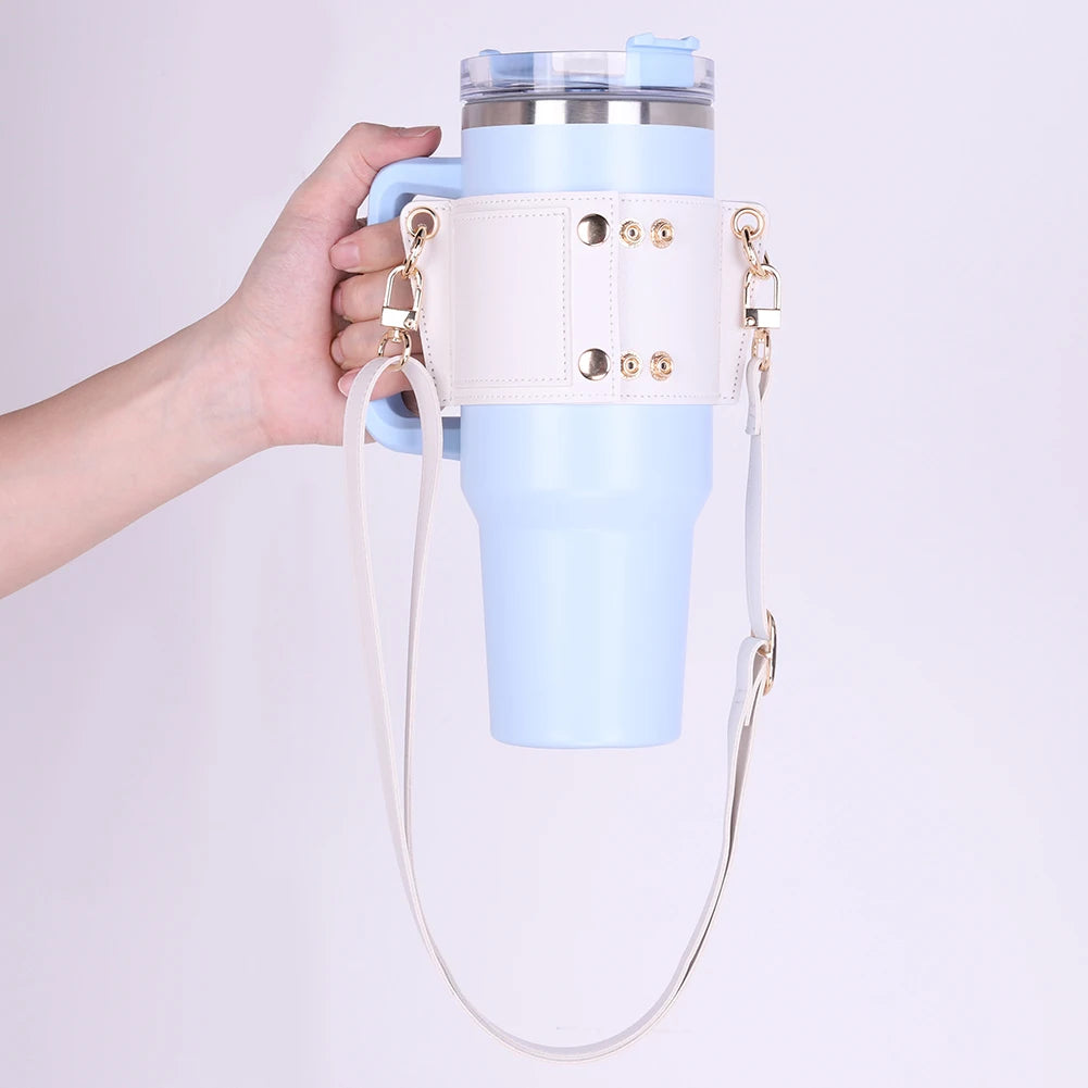 PU Leather Water Bottle Holder Sling for Stanley 30 & 40oz