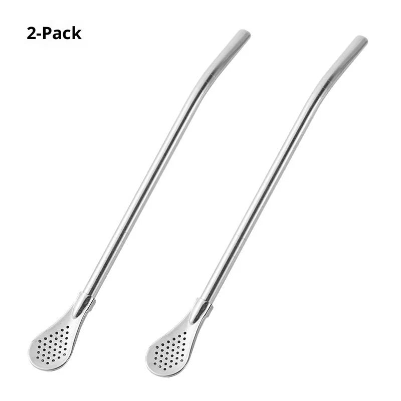 2-in-1 Stainless Steel Filter Straw Spoon – Yerba Mate Tea Infuser