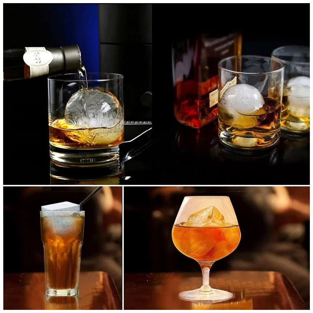 6-Grid Silicone Ice Cube Mold – Round Ball & Square Ice Maker
