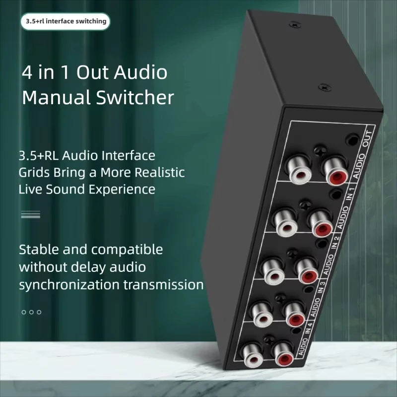4-in-1 RCA & AUX Stereo Audio Selector Switch Box | Passive