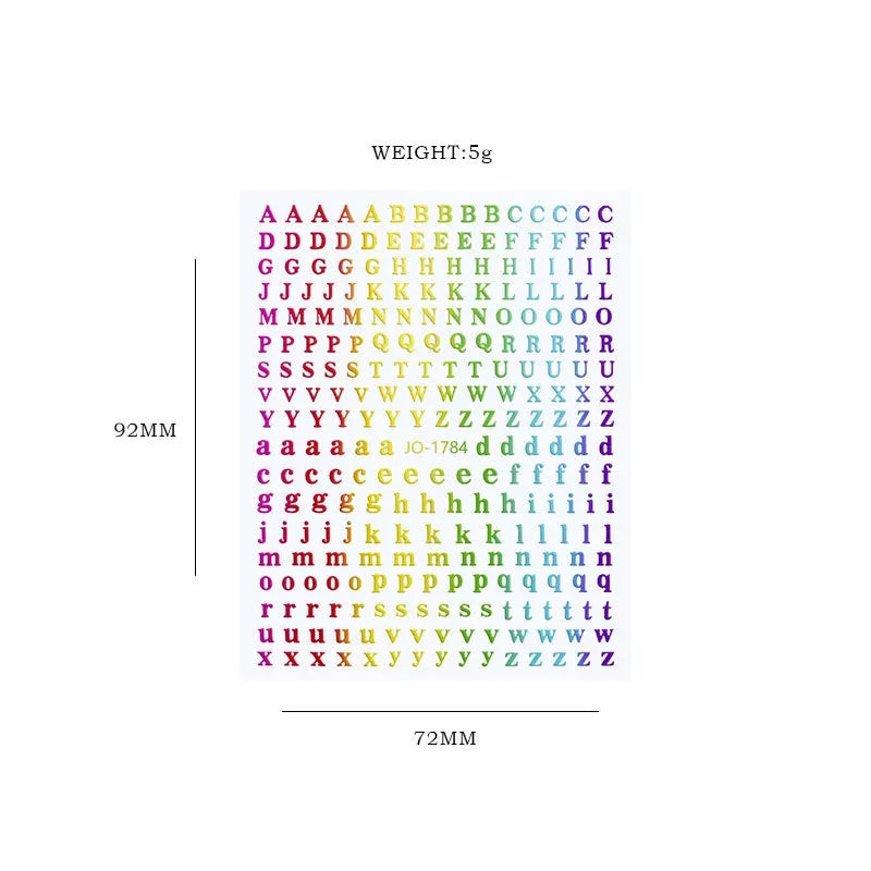 Holographic A-Z Alphabet Nail Stickers 3D Letter Nail Decals