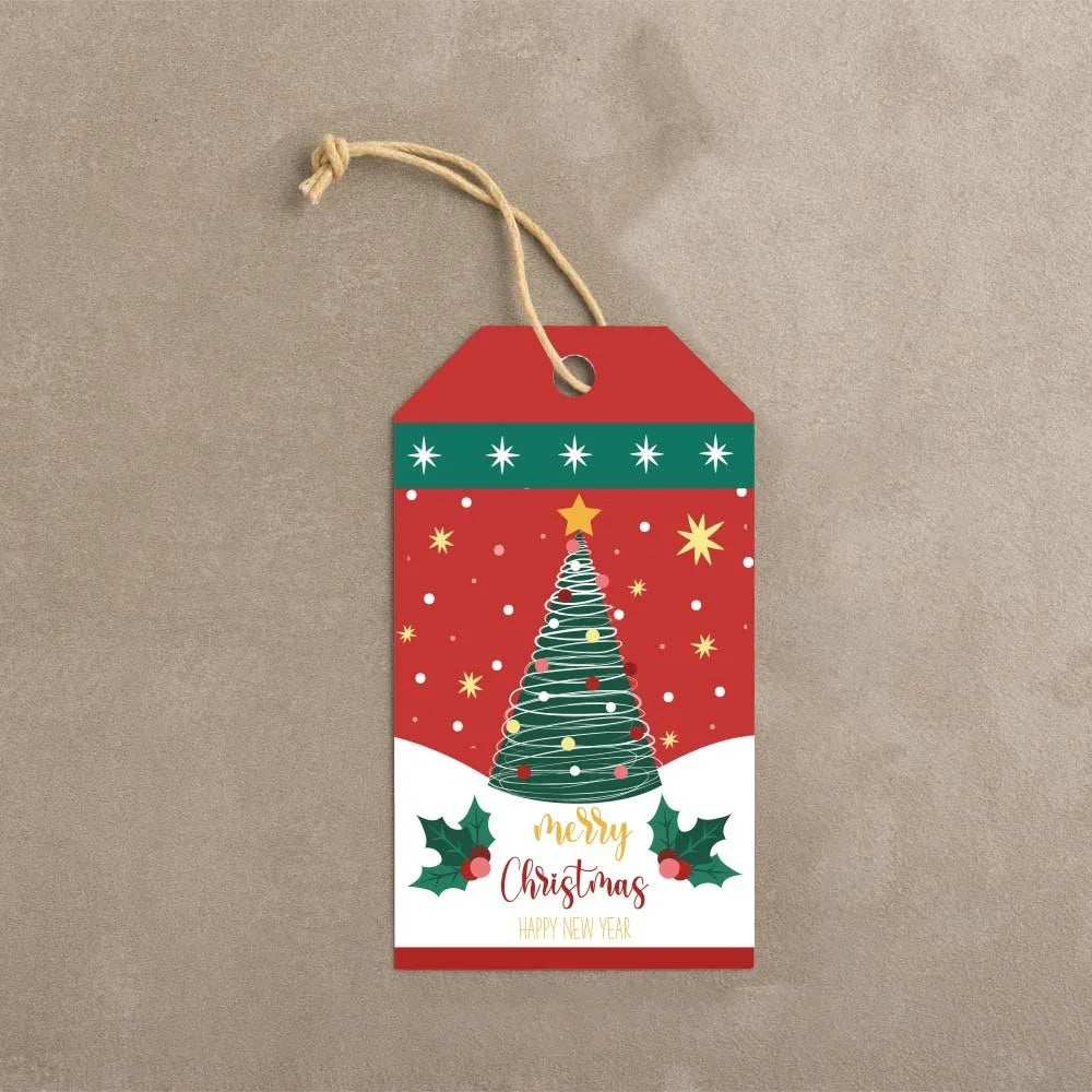 50Pcs Christmas Gift Tags with Twine – Cartoon Holiday Labels