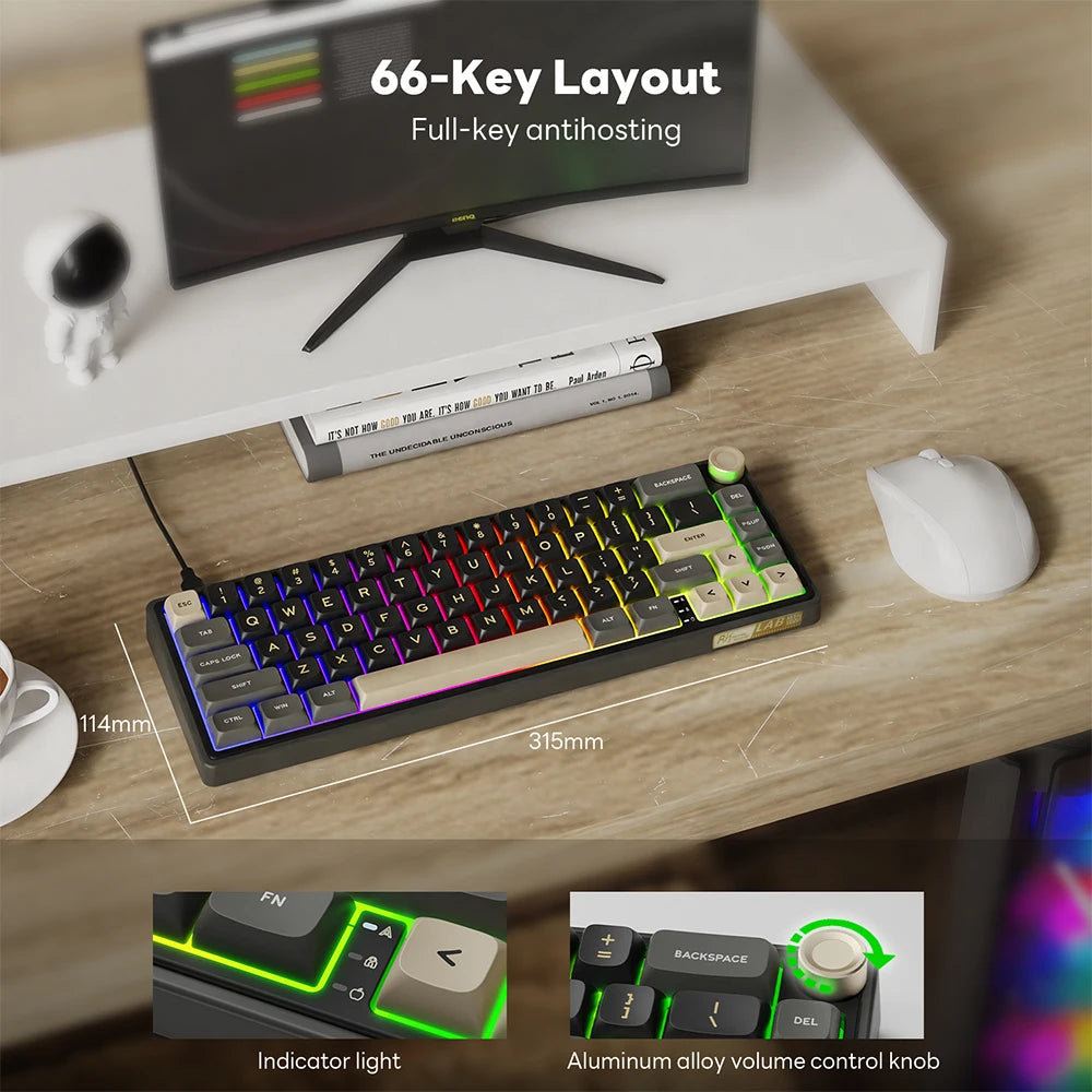 RK R65 65% Gasket Mechanical Keyboard – RGB Hot-Swap PBT