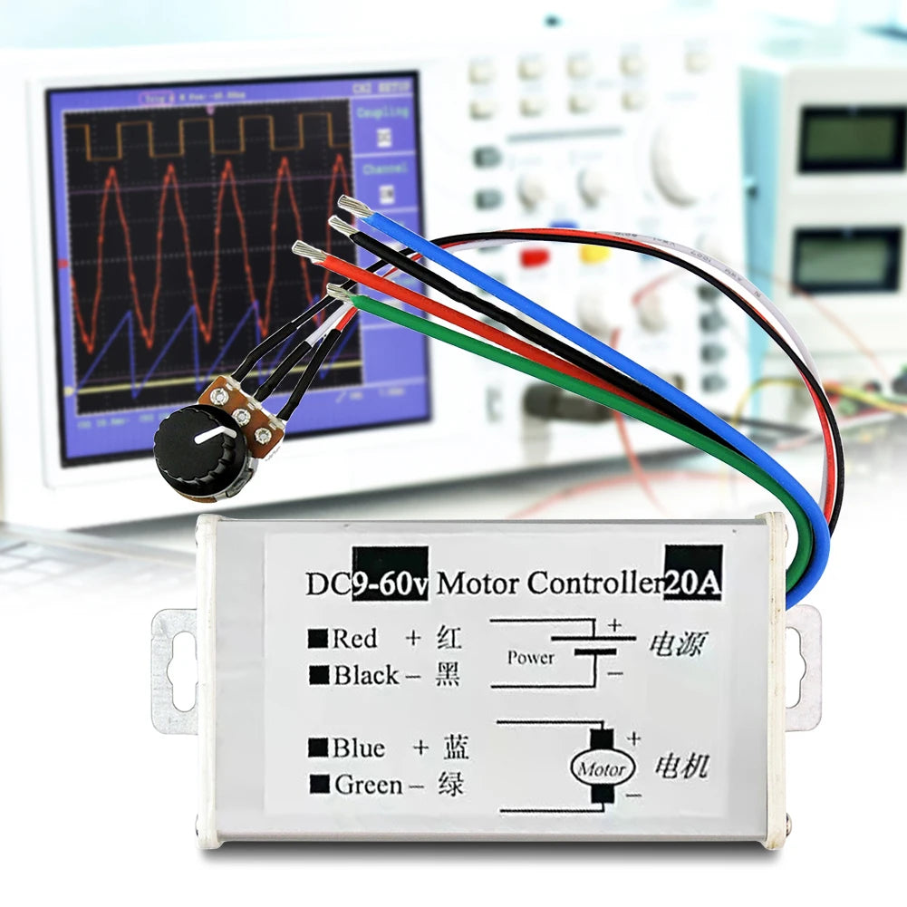 DC Motor Speed Controller PWM 9V–60V 20A Stepless Regulator