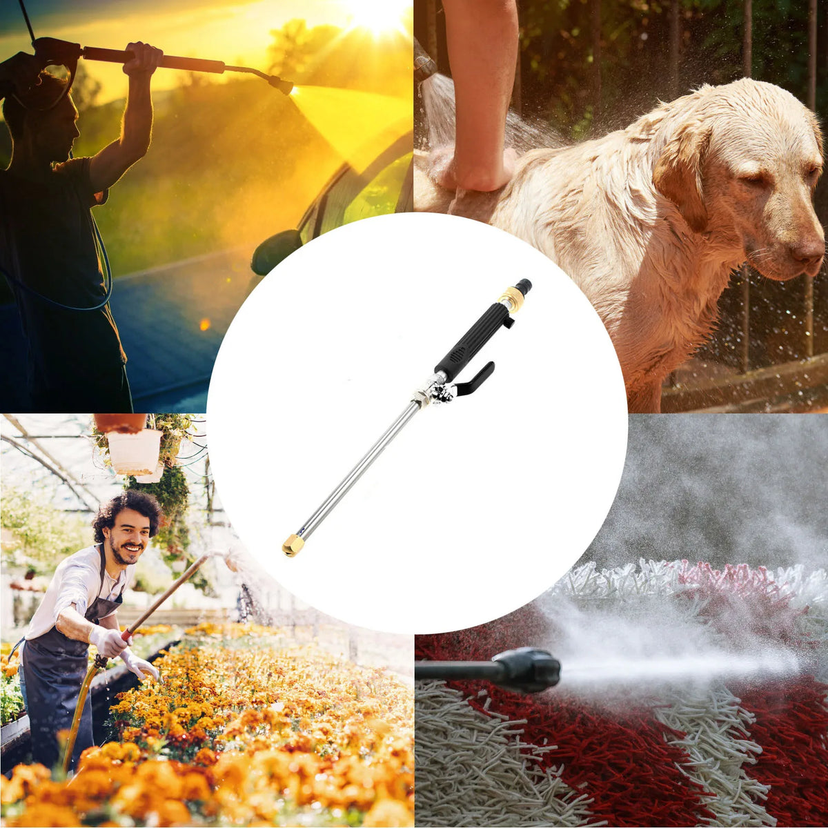 High Pressure Garden Hose Nozzle Metal Adjustable Water Sprayer