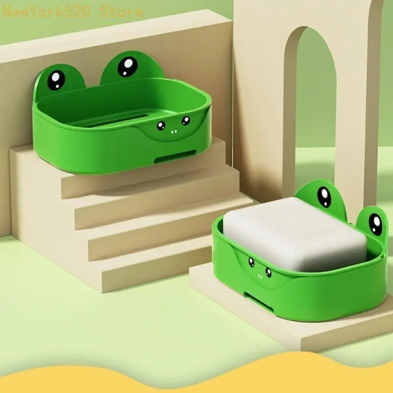 Frog Wall Mount Soap Dish Draining Tray 2-Pack | PP Plastic