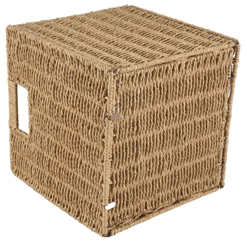 Woven Seagrass Farmhouse Storage Basket Bin with Handles