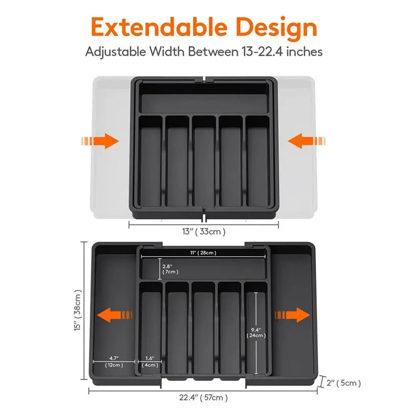 Expandable Cutlery Drawer Organizer – Adjustable Silverware Tray