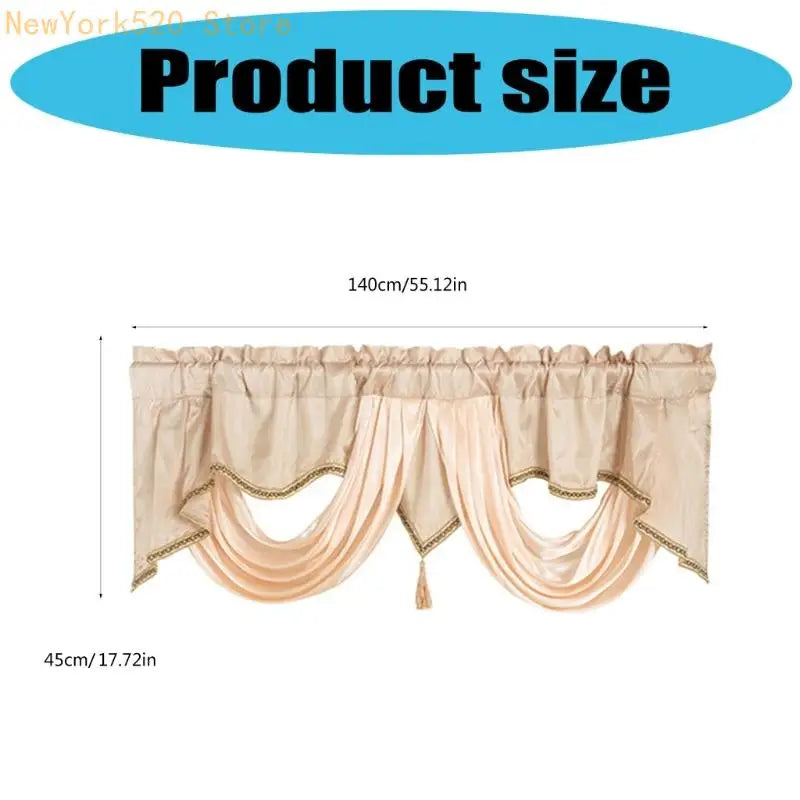 Wavy Window Valance Curtain Rod Pocket 140x45cm – Gray & White