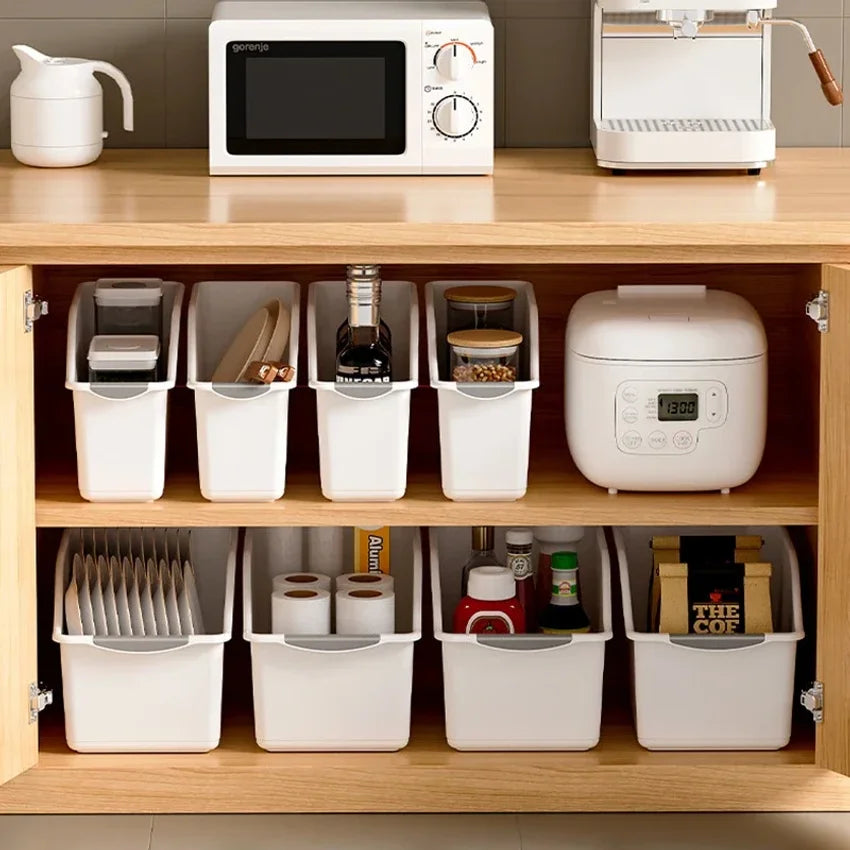 Curved Plastic Storage Bins Set – Multipurpose Home Organizer