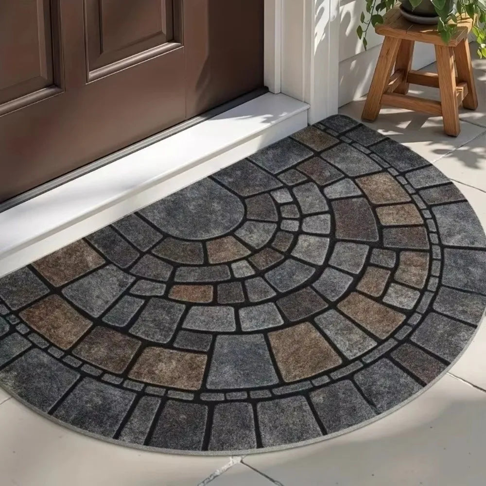 Soft Semi-Circle Door Mat – Absorbent Non-Slip Entry Rug
