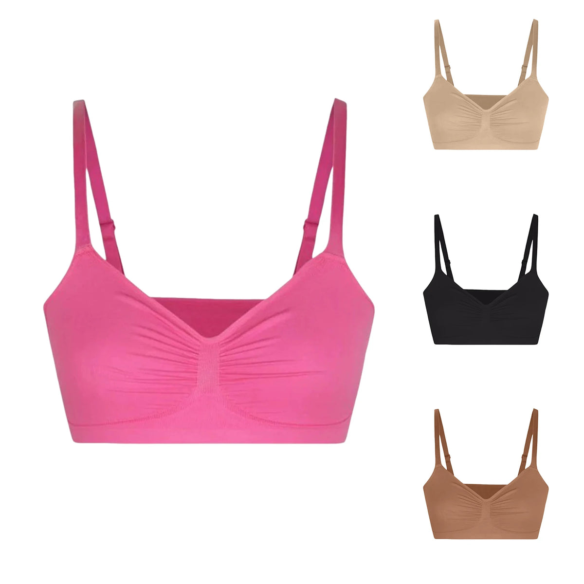 Women's Seamless Wireless Push Up Bra with Adjustable Straps