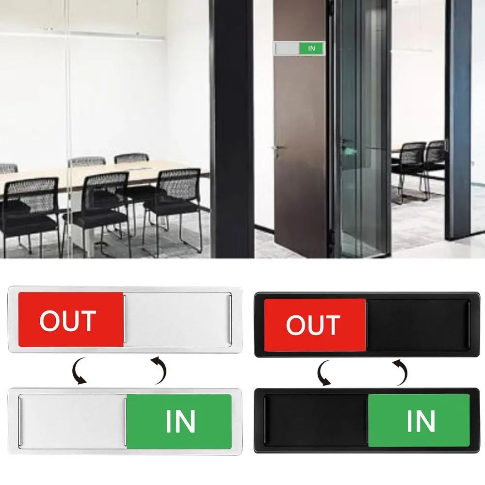 Reversible IN OUT Door Sign Self-Adhesive Slider for Office
