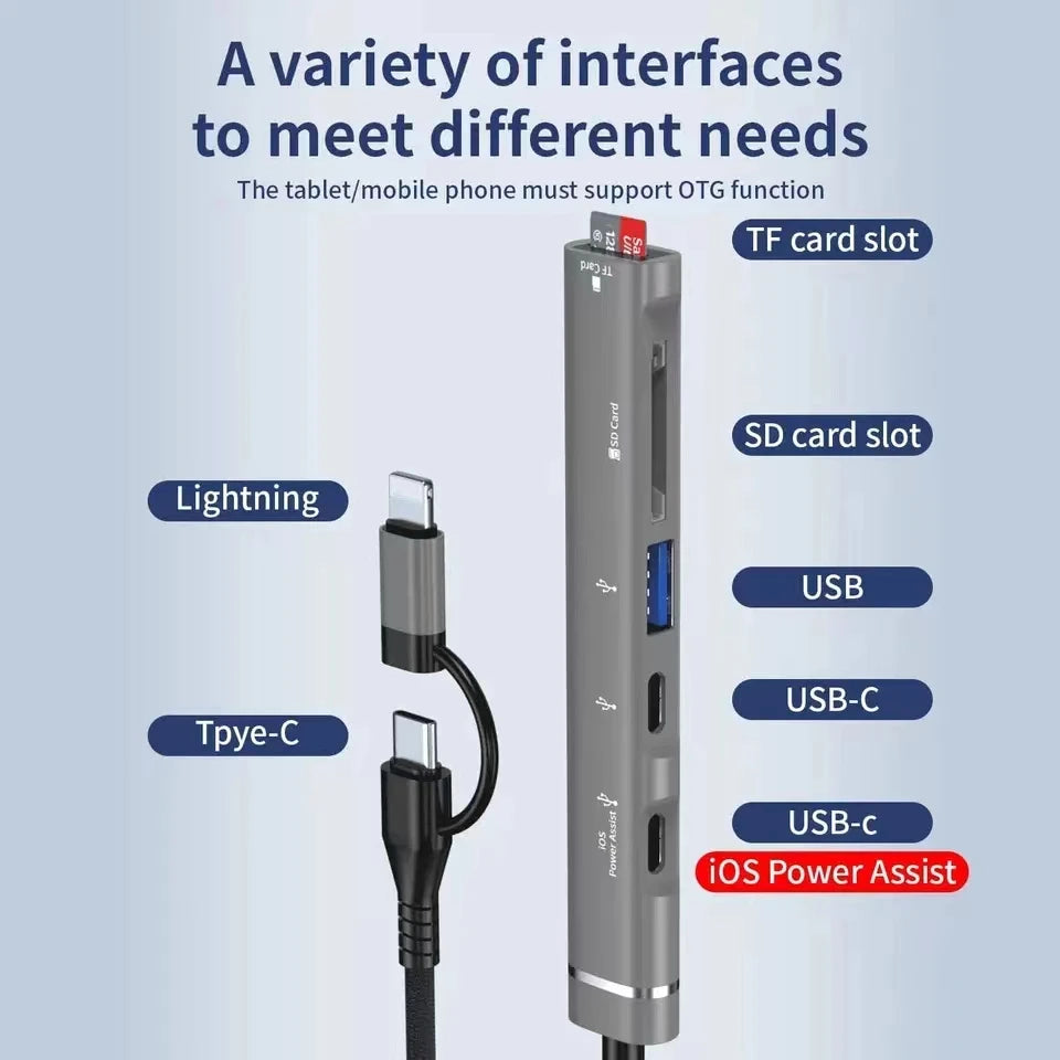 5-in-1 USB-C & Lightning Hub – SD/TF Card & USB 3.0