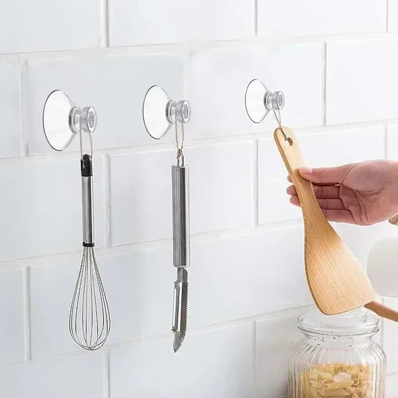 41mm PVC Suction Cup Hooks with Screw Nut – Clear Glass Holder