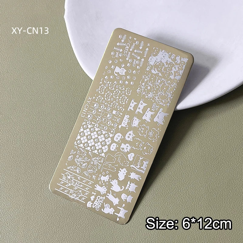 Nail Stamping Plates 12x6cm Butterfly Flower Cat Designs