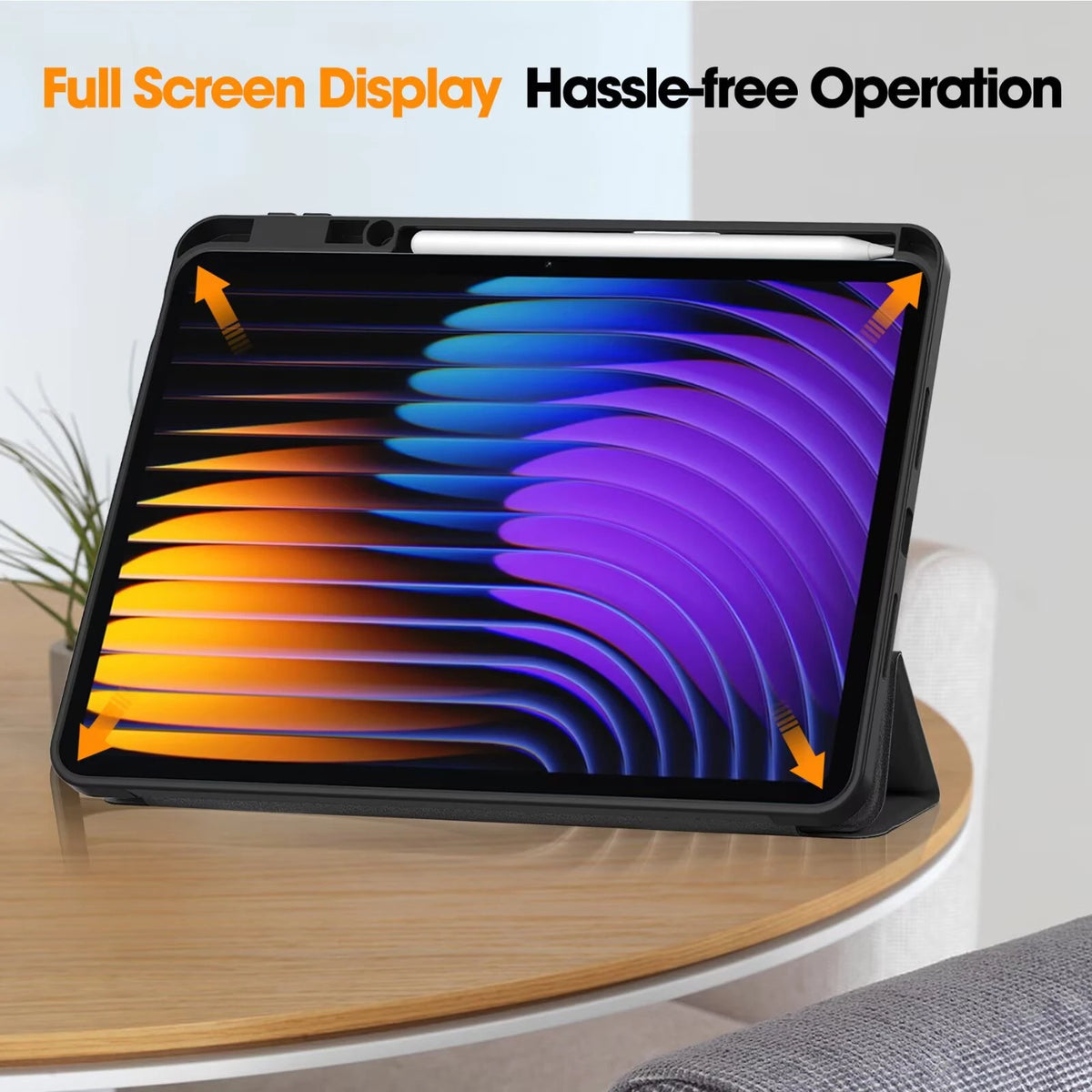 Tri-Fold PU Leather Case for Xiaomi Pad 7 / Pad 7 Pro + Pen Slot