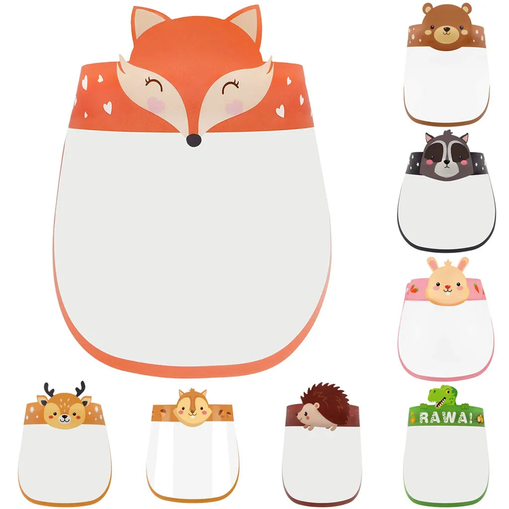 Kids Cartoon 3D Transparent Face Visor 5-Pack – Fox & Bear