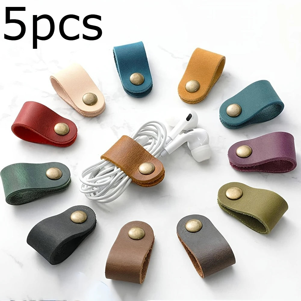 PU Leather Cable Ties Assorted Colors – 2/5/10 Pack