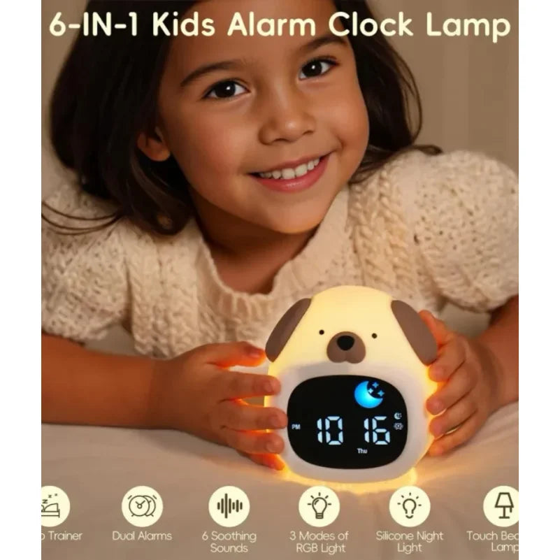 Kids Puppy Sleep Trainer Alarm Clock with Touch Night Light