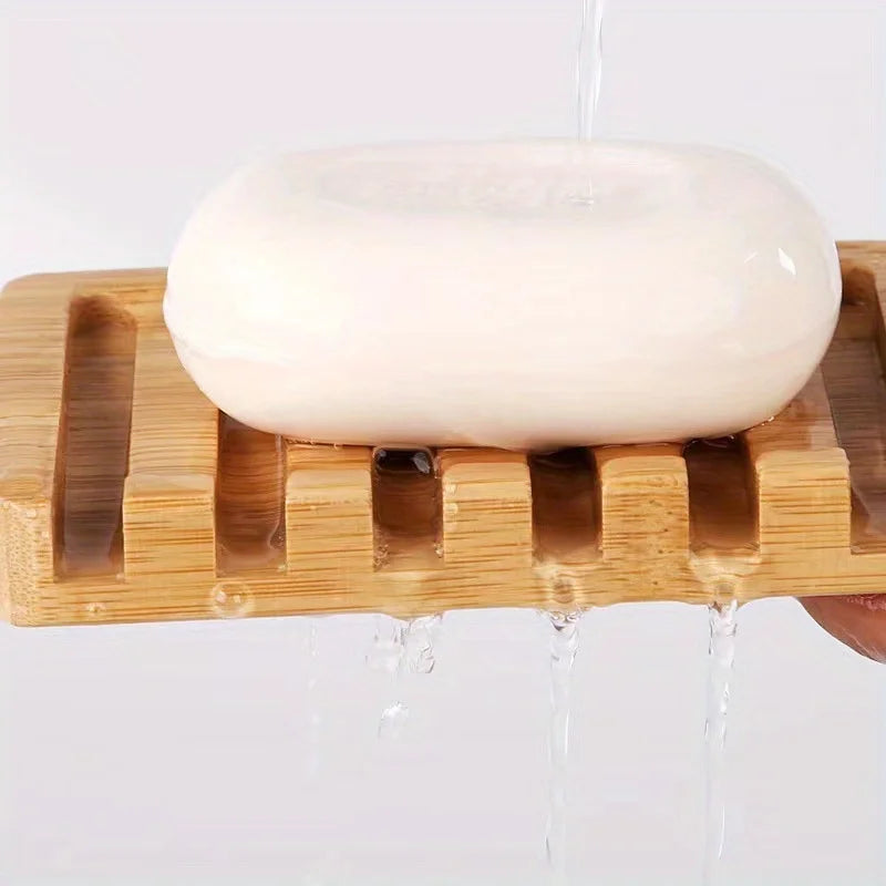 Bamboo Self-Draining Soap Dish – Minimalist Bathroom Soap Rack