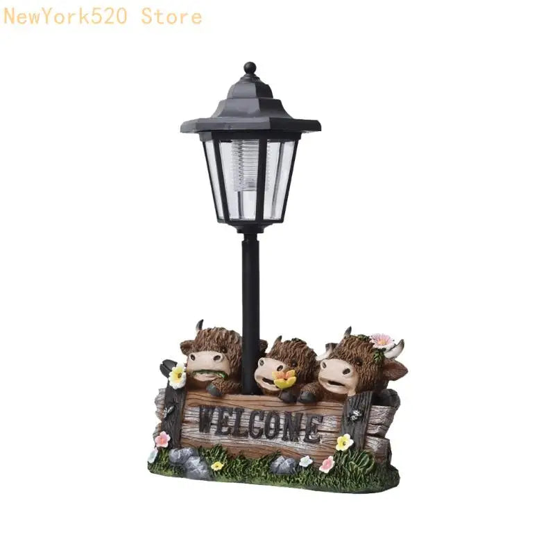 Solar Yak Garden Statue – Resin Outdoor Decor with Auto Light