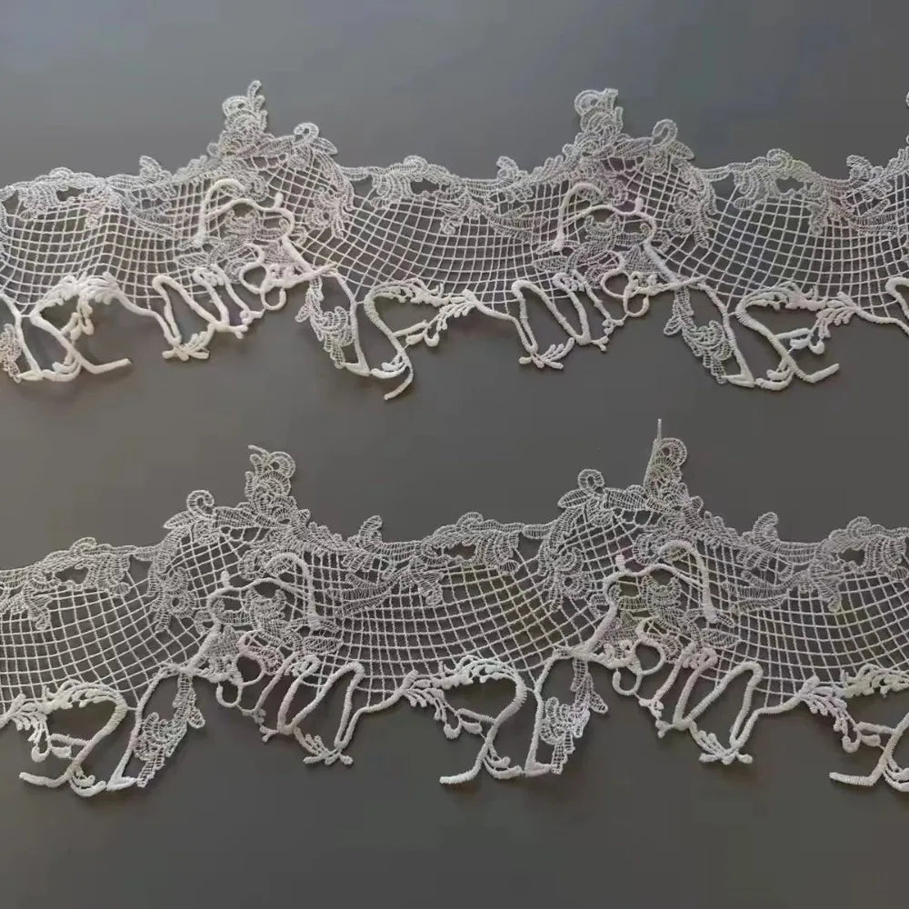 1 Yard Venise Lace Trim Hollow Grid Irregular Edge Sew-On