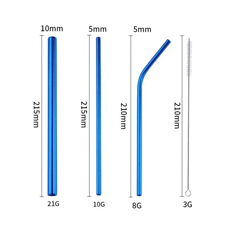 4-Pack Reusable Stainless Steel Straws with Cleaner Brush