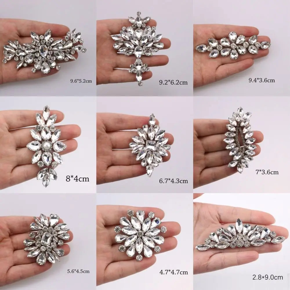 Crystal Rhinestone Beaded Applique Patch – Glue-On Diamond Trim