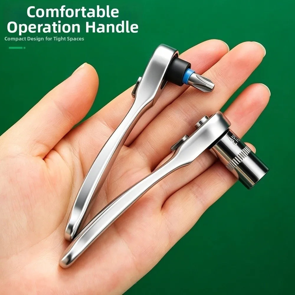 1/4" Drive Mini Ratchet Wrench 72-Tooth Quick Release Bit Driver
