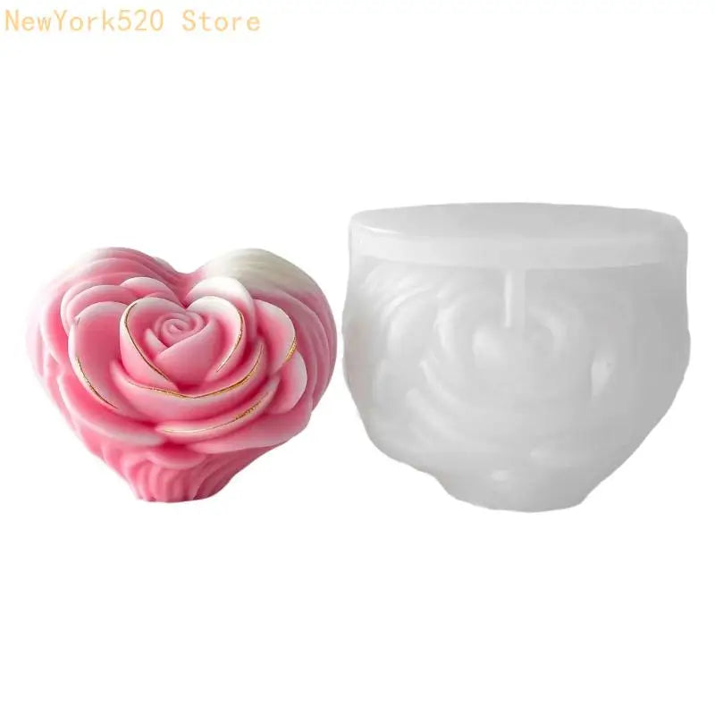 Rose Heart Flower Silicone Mold – Soap, Candle & Resin