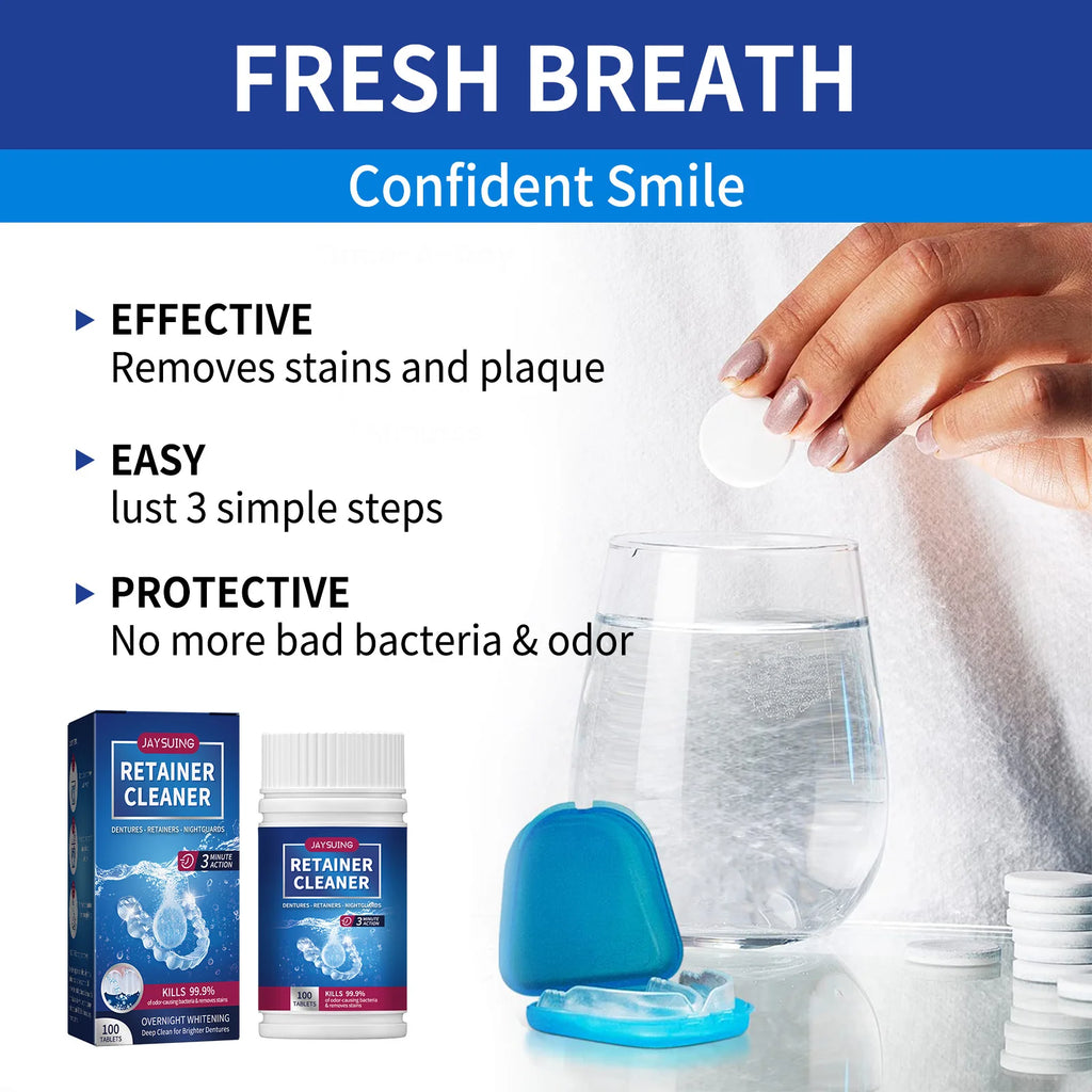 100-Pack Retainer Cleaner Tablets for Aligners & Mouth Guards