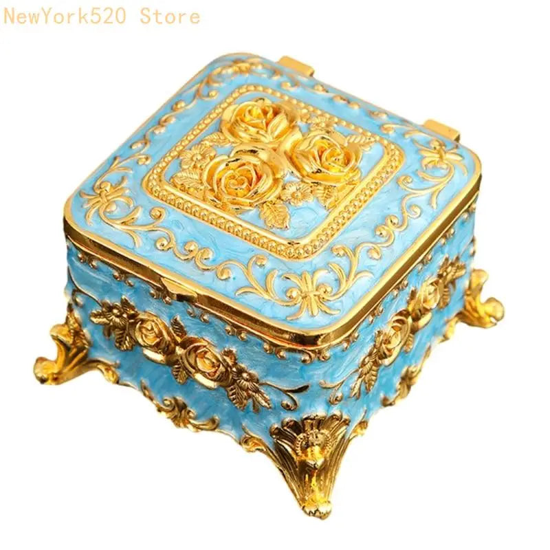 Vintage European Enamel Metal Jewelry Box – Necklaces & Earrings