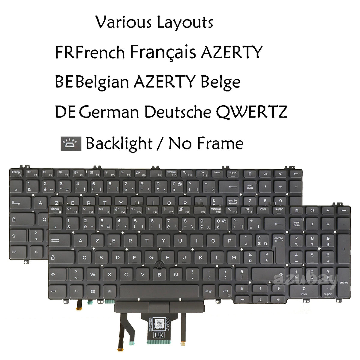 Backlit AZERTY QWERTZ Keyboard for Dell Latitude 5500–5511