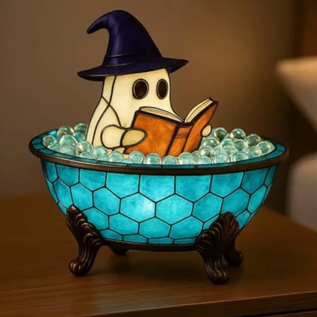 Cute Ghost Resin Bath Lamp – Color-Changing LED Figurine