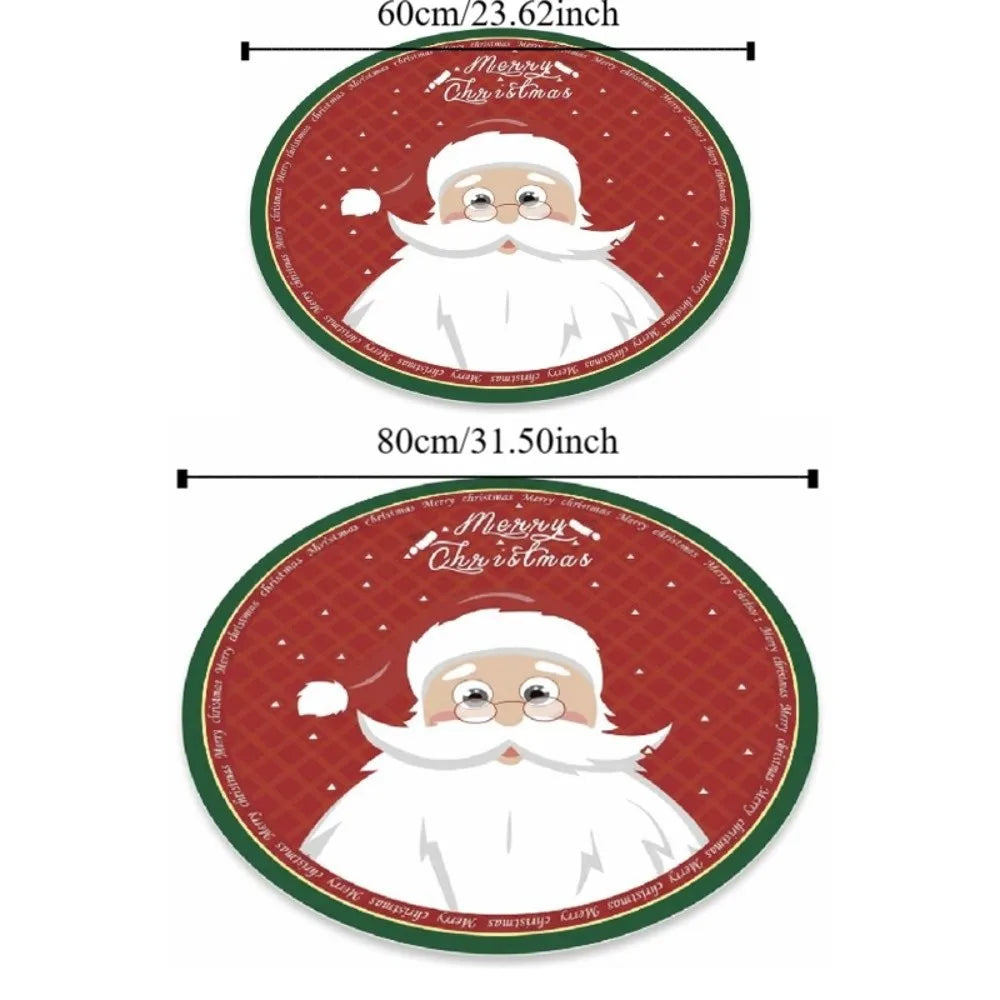 Santa Claus Round Christmas Rug Anti-Slip Washable 60/80cm