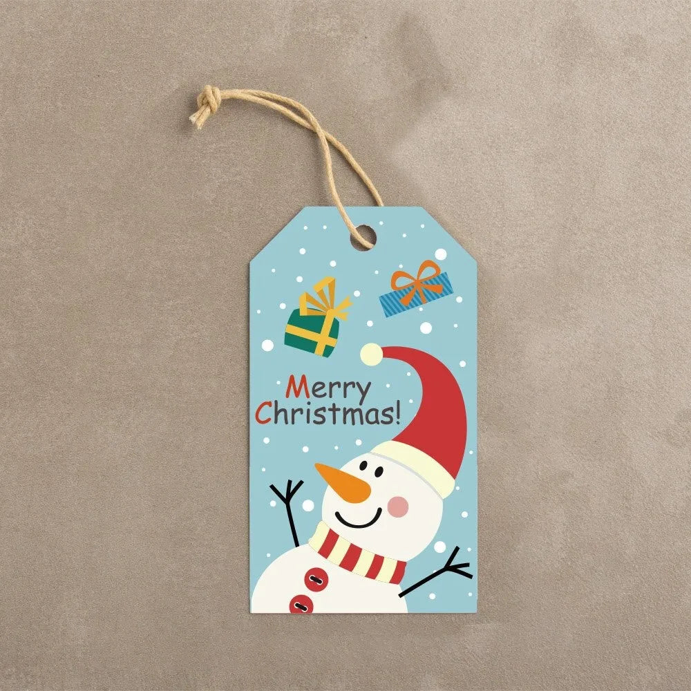 50Pcs Christmas Gift Tags with Twine – Cartoon Holiday Labels