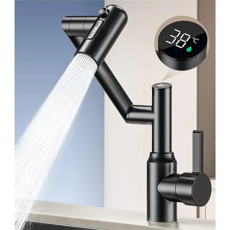 Stainless Steel Rotating Faucet – Digital Temperature Display