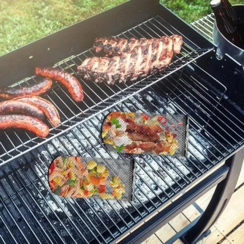 Rolling BBQ Grill Basket – 304 Stainless Steel Mesh Cylinder