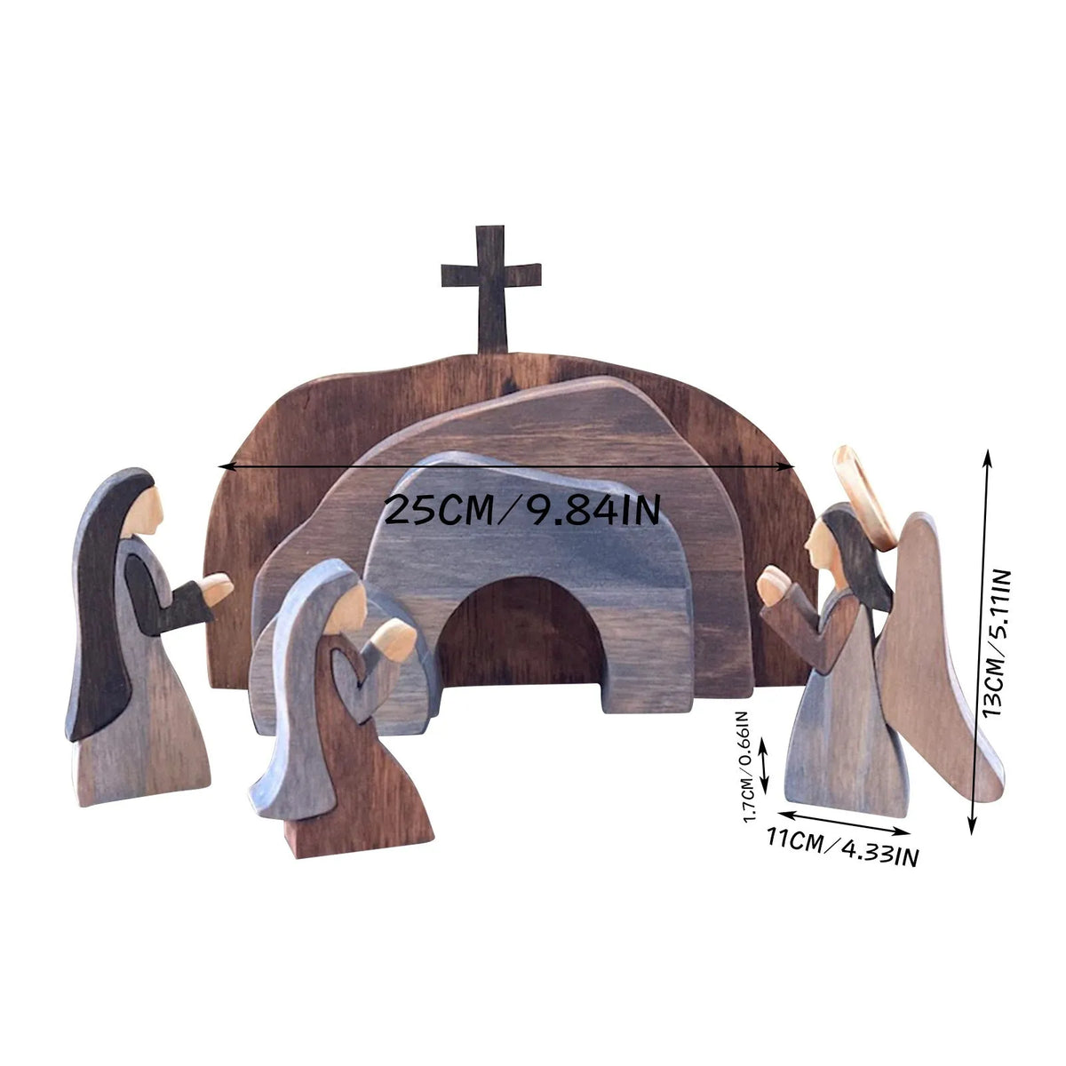 Easter Resurrection Scene Wooden Figurine Set – Christ & Tomb